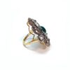 Diamond & Green Jade Cocktail Ring (sz 6.5/7) - Image 2