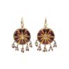 Round Burgundy Meenakari Earrings