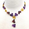Amethyst, Amber, & Garnet Sterling Necklace