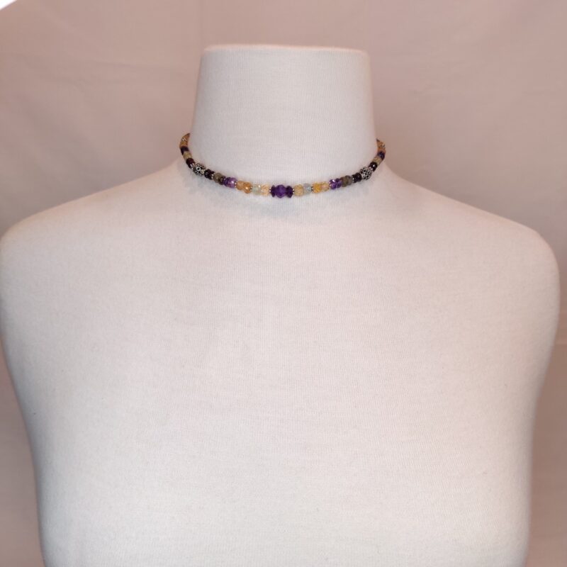 Citrine, Amethyst, Garnet, Moonstone, Labradorite Sterling Necklace - Image 4