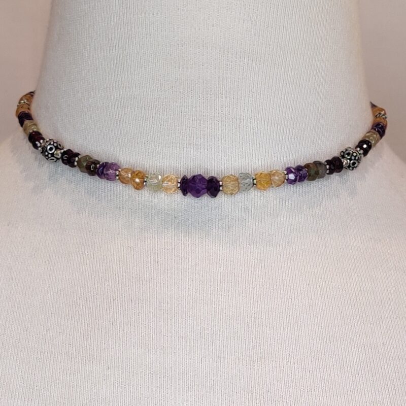 Citrine, Amethyst, Garnet, Moonstone, Labradorite Sterling Necklace - Image 3