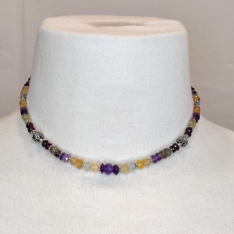 Citrine, Amethyst, Garnet, Moonstone, Labradorite Sterling Necklace - Image 2