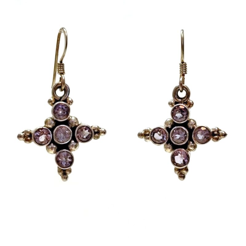 Amethyst Cross Sterling Earrings