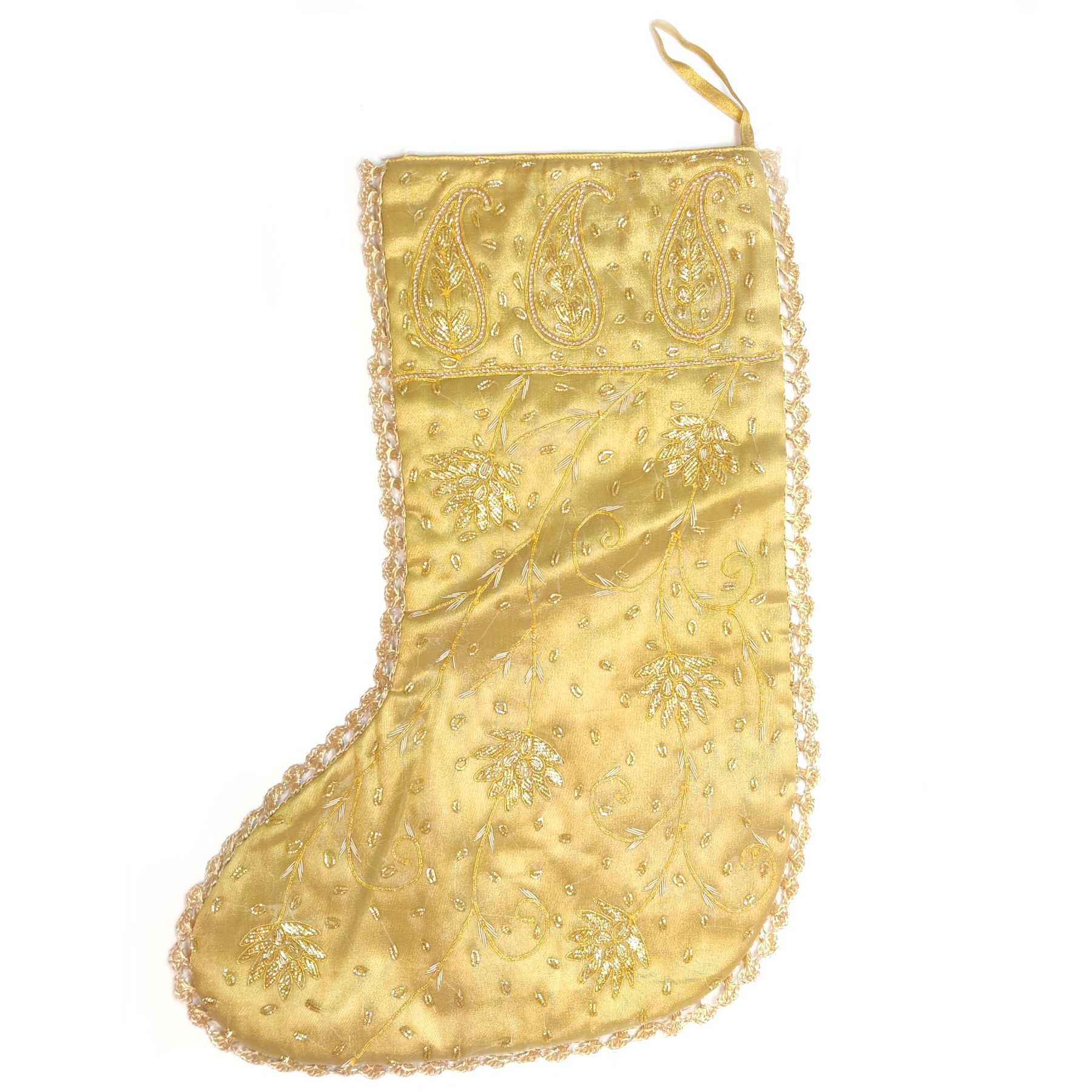 OVERSIZE Gold Stocking w/Gold Embroidery