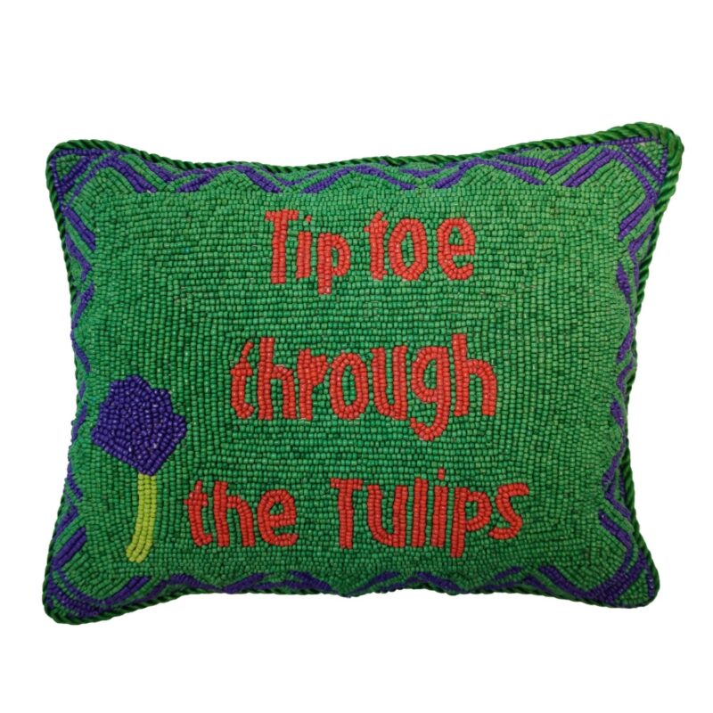 "Tip Toe Through The Tulips" Fully Beaded Pillow