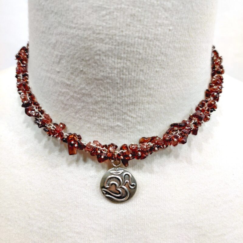 Garnet "Chips" Necklace with Sterling OM Pendant