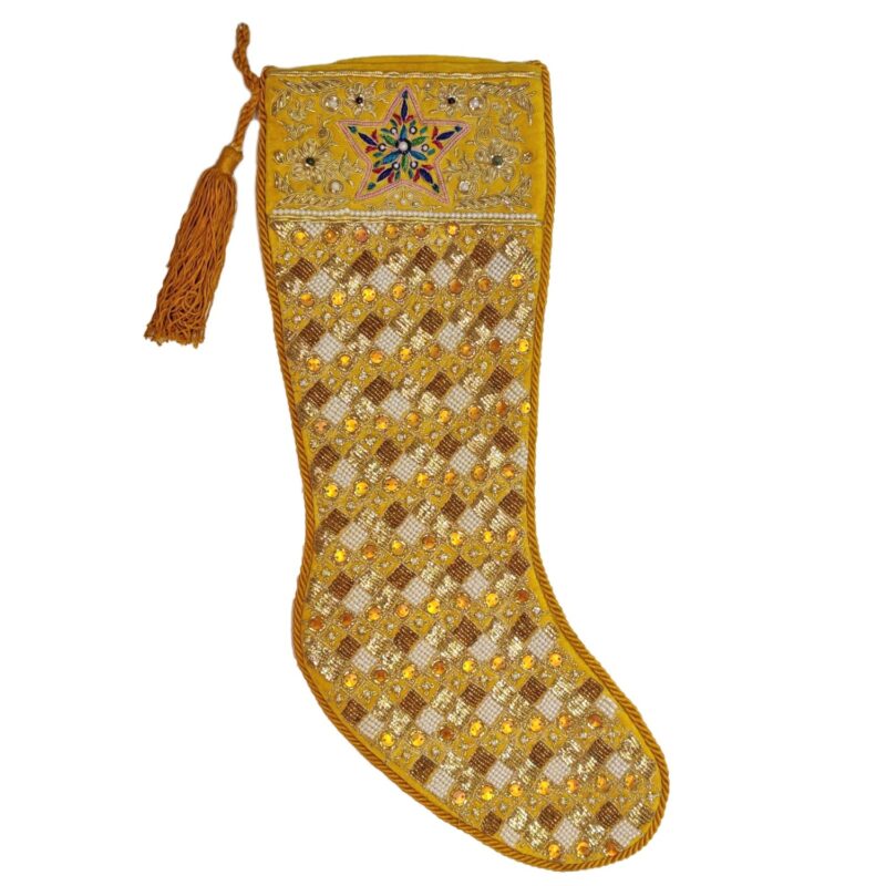 Gold Stocking with Heavy Embroidery