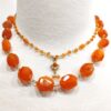 2 Strand Faceted Carnelian w/Vermeil Links, Pendant & Pearls