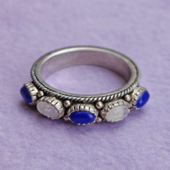 Lapis & Moonstone SS Ring (8)