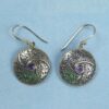 Carved Sterling Shield Earrings w/Amethyst