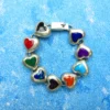 Sterling Hearts Bracelet with Semi Precious Stones