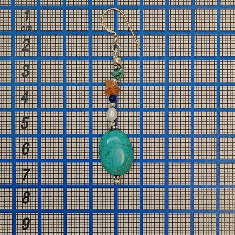 Turquoise, Carnelian, & Lapis Sterling Earrings - Image 2