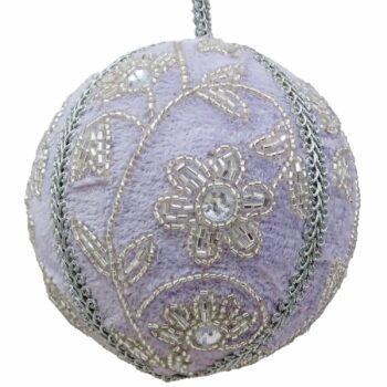 4" Lavendar Bauble w/Silver Flower Vine