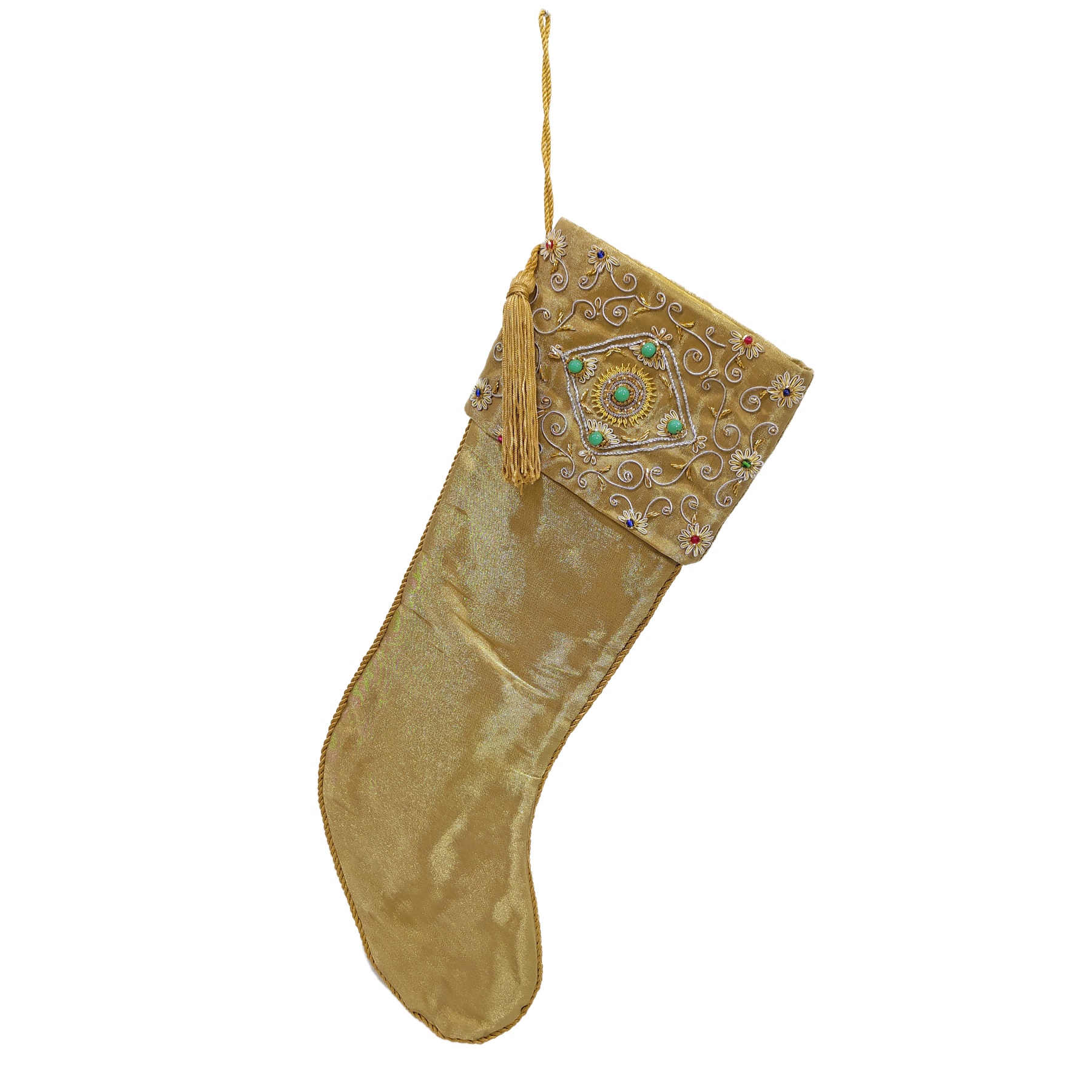 Gold Tissue Stocking w/Embroidered Cuff – Sudha Benefit Sale