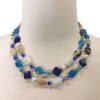 Double Strand Lapis, Quartz, Pearl Necklace 20.5"