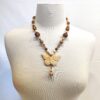 Fancy Jasper & Cloisonne Necklace w/Hand Carved Butterfly Pendant22" - Image 3