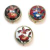 Set/3 Cloisonne Butterfly Pill Boxes - Black, Red, White