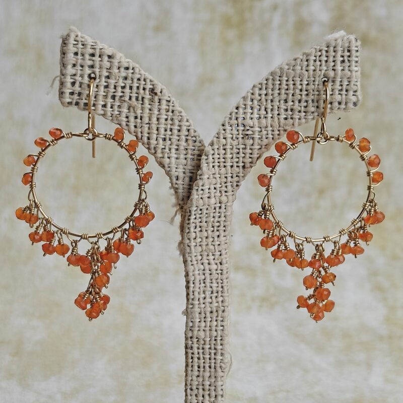 Carnelian Gold Fill Hoop Dangles