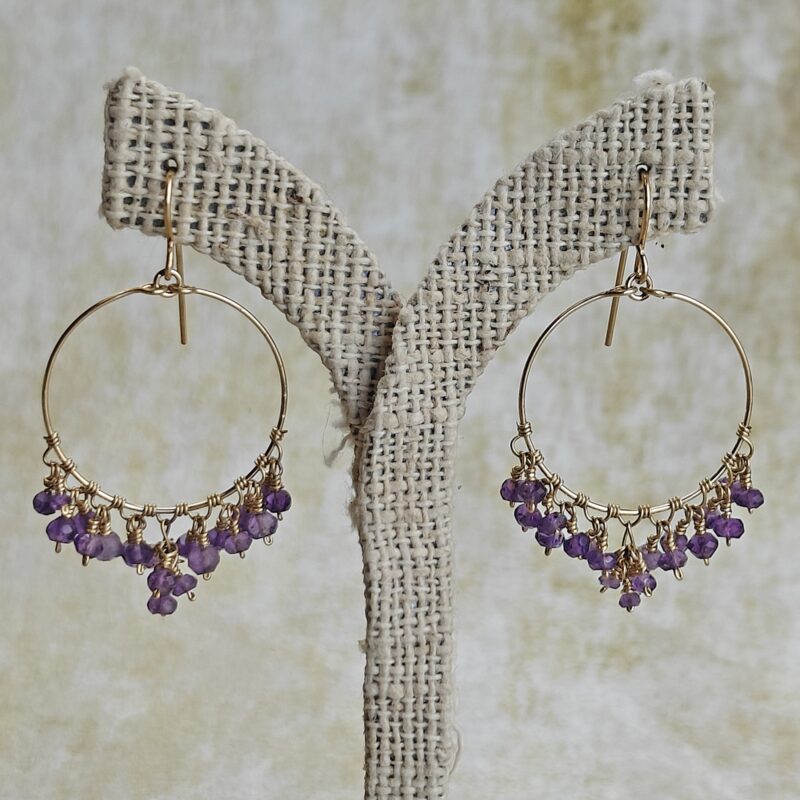 Amethyst Gold Fill Hoop Dangles