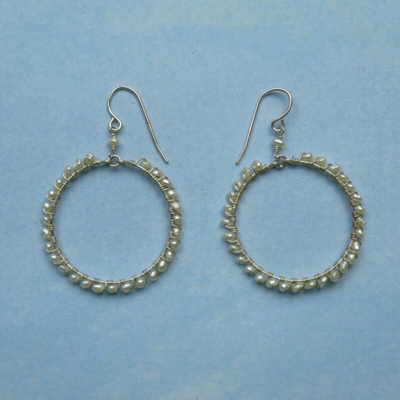 Sterling & Pearl Hoop Earrings