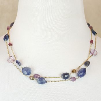 Iolite, Kyanite, & Amethyst Vermeil Necklace