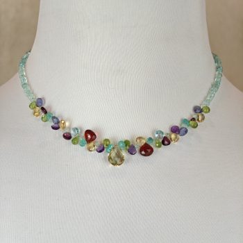 Tanzanite, Blue Topaz, Aquamarine, Lemon Quartz, Apatite, Peridot, Garnet, Citrine, Amethyst Necklace
