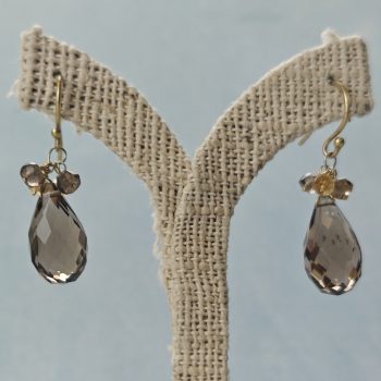 Vermeil Earring w/Faceted Smokey Quartz Drop