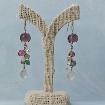 Dangle Earring - Amethyst, Faceted Pink Tourmaline, Moonstone, Aventurine, Faceted Moonstone on Vermeil