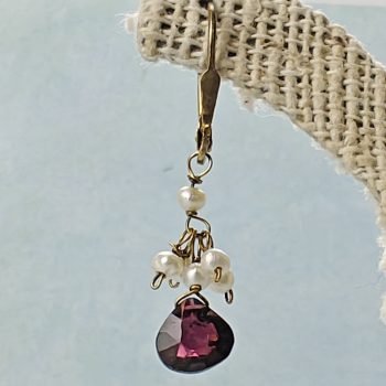 Faceted Garnet Earring w/Pearls