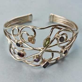Multi Stone Sterling Cuff