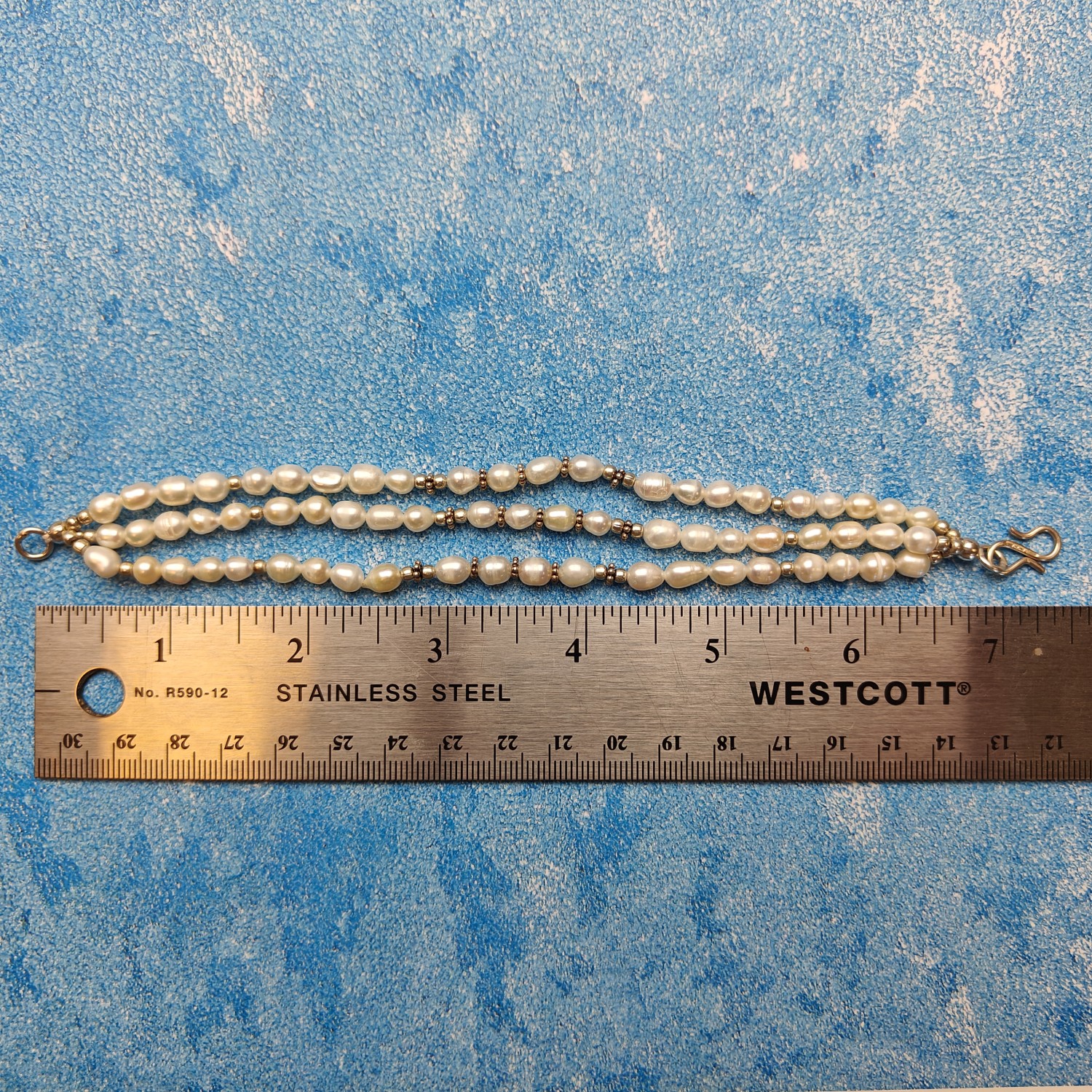 Triple Strand Pearl & Sterling Bracelet - Image 4