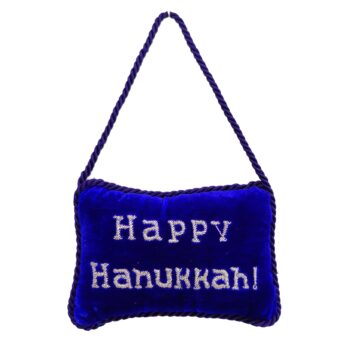 Hand Embroidered 'Happy Hanukkah!' Doorknocker Ornament…