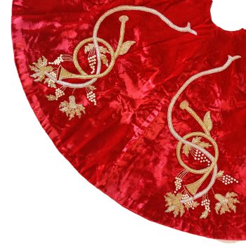 60" Velvet Tree Skirt – 6 Embroidered Gold & Silver Cornucopia