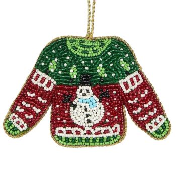 Green & Red Ugly Sweater Orn