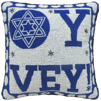 10×10 Oy Vey Pillow on White Beads