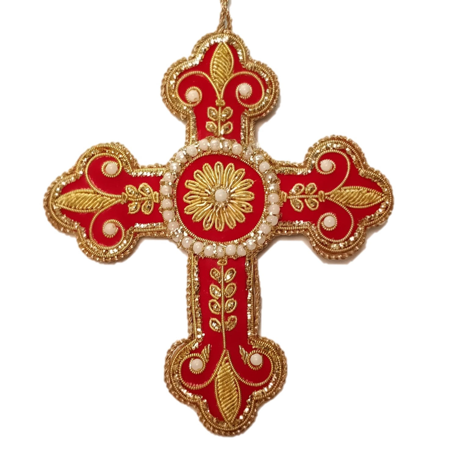 Red Cross orn w/Pearls