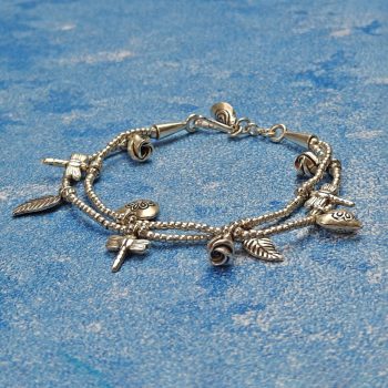 2-Strand Sterling Silver Charms Bracelet