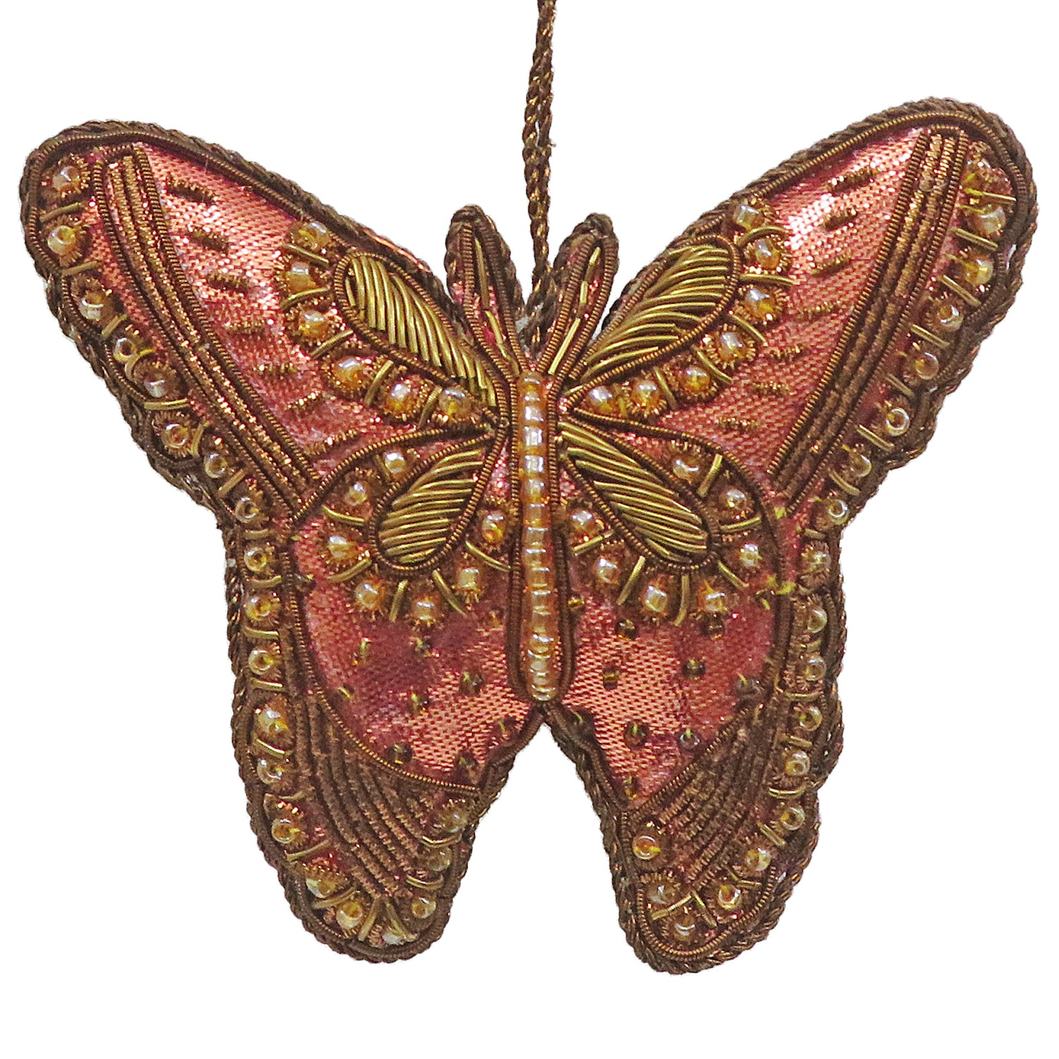 Butterfly Ornament Antique Embroidery - Orange Base