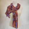 Silk Scarf - Burgundy Paisley w/Stripe Border