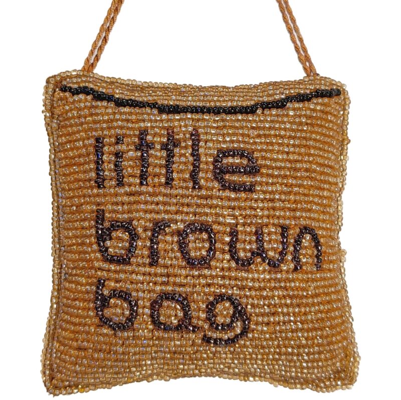 Little Brown Bag Beaded Orn
