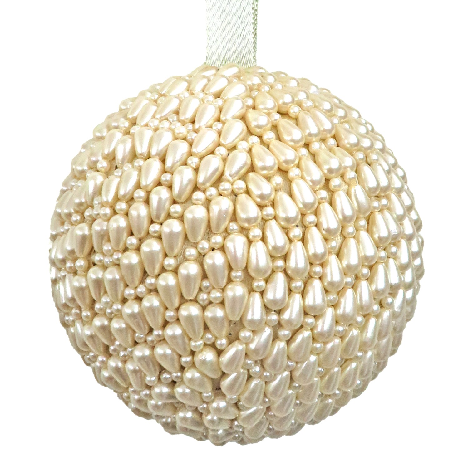 4" Light Gold Pearl Ball w/Light Gold Lace.
