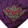 52" Square Burgundy Silky Velvet Tree Skirt w/Red Flowers on 4 Corners - Image 3