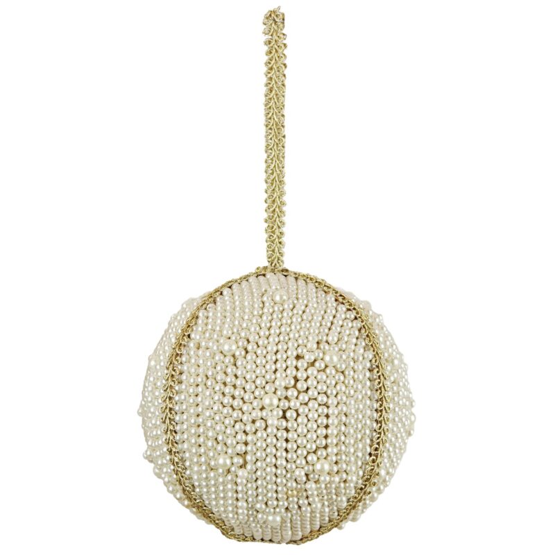 4" Ball Ornament w/(faux) Pearls All Over - Image 2