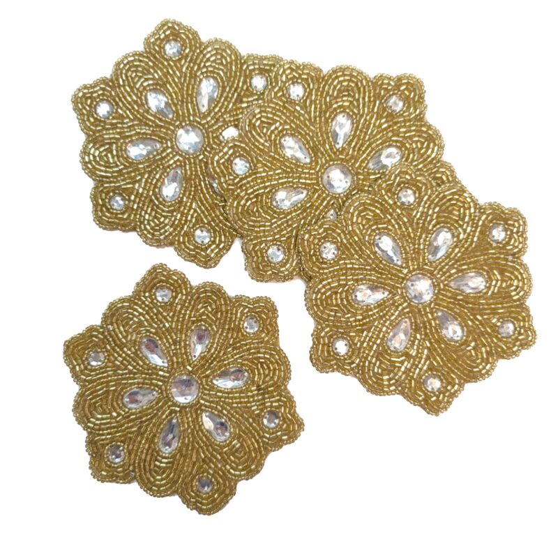 Set/4 Gold Beaded Coaster