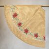 48" Gold Tissue Tree Skirt w/Poinsettia Embroidered Border