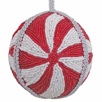4" Bauble Hand Beaded Candy Cane Swirl