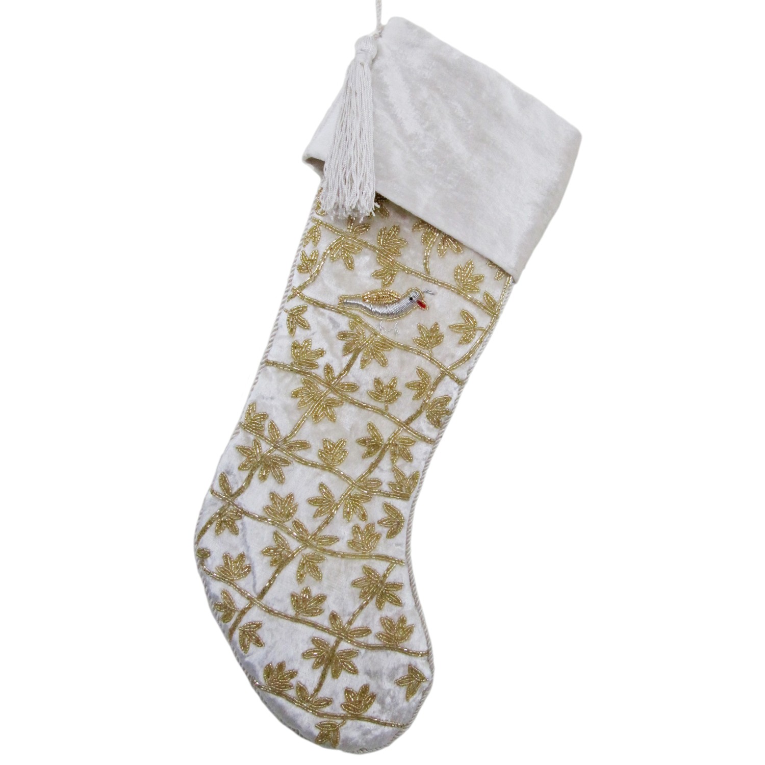 Stocking Gold Vine w/Silver Partridge