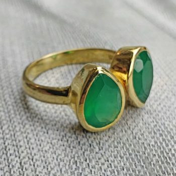 Faceted Green Onyx Vermeil Ring (8)