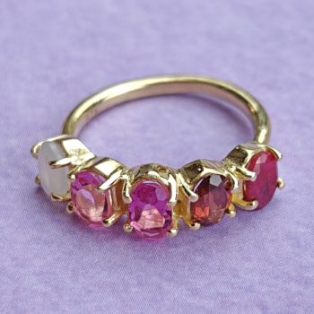 Moonstone/Pink Tourmaline/Garnet/Ruby Ring (7)
