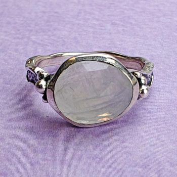Faceted Moonstone SS Ring (7.5)